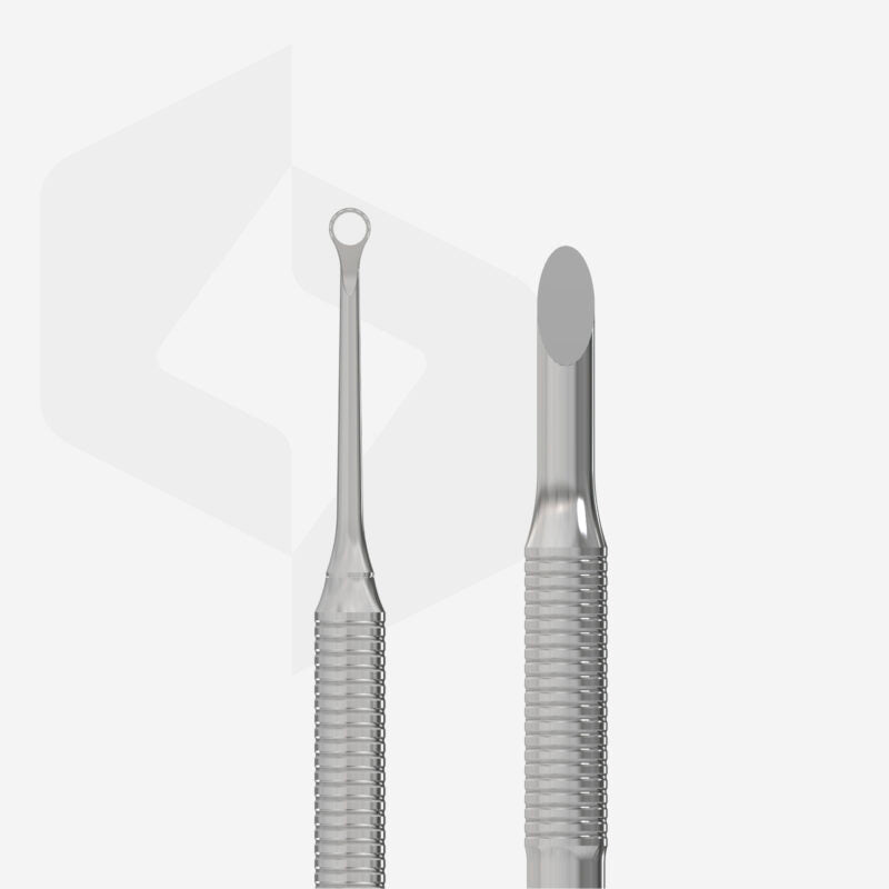 close-up of STALEKS Manicure Pusher with beveled and loop pusher.