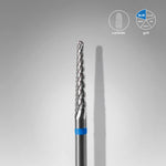 Close-up of STALEKS Carbide Nail Drill Bit Cone Blue - 2.3mm diameter, 14mm working part