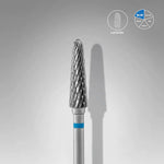 Close-up of STALEKS Carbide Nail Drill Bit Frustum Blue - 4mm head diameter, 13mm working part