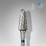 Close-up of STALEKS Carbide Nail Drill Bit Frustum Blue EXPERT - 6mm head diameter, 14mm working part