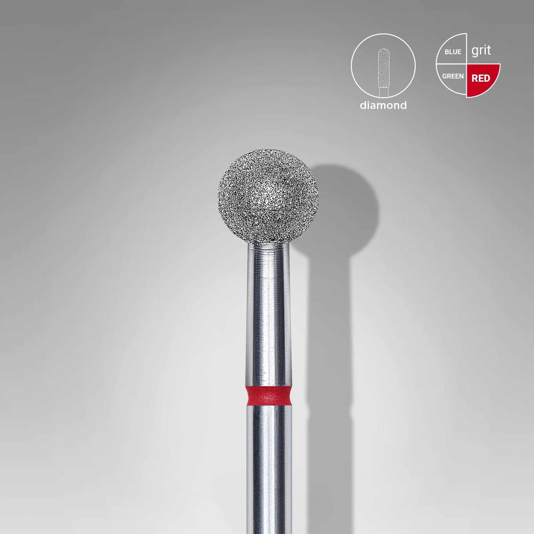 Close-up of STALEKS Diamond Nail Drill Bit Ball Red EXPERT - 5mm head diameter