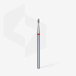 Full length of STALEKS Diamond Nail Drill Bit Drop Red - 1.6mm head diameter, 4mm working part