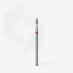 Full length of STALEKS Diamond Nail Drill Bit Drop Red - 2.3mm head diameter, 5mm working part