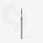 Full length of of STALEKS Diamond Nail Drill Bit Flame Red - 1.4mm head diameter, 8mm working part