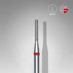 Close-up of STALEKS Diamond Nail Drill Bit Rounded Cylinder Red - 1.4mm head diameter, 8mm working part.