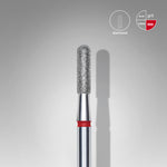 Close-up of STALEKS Diamond Nail Drill Bit Rounded Cylinder Red EXPERT - 2.3mm head diameter, 8mm working part