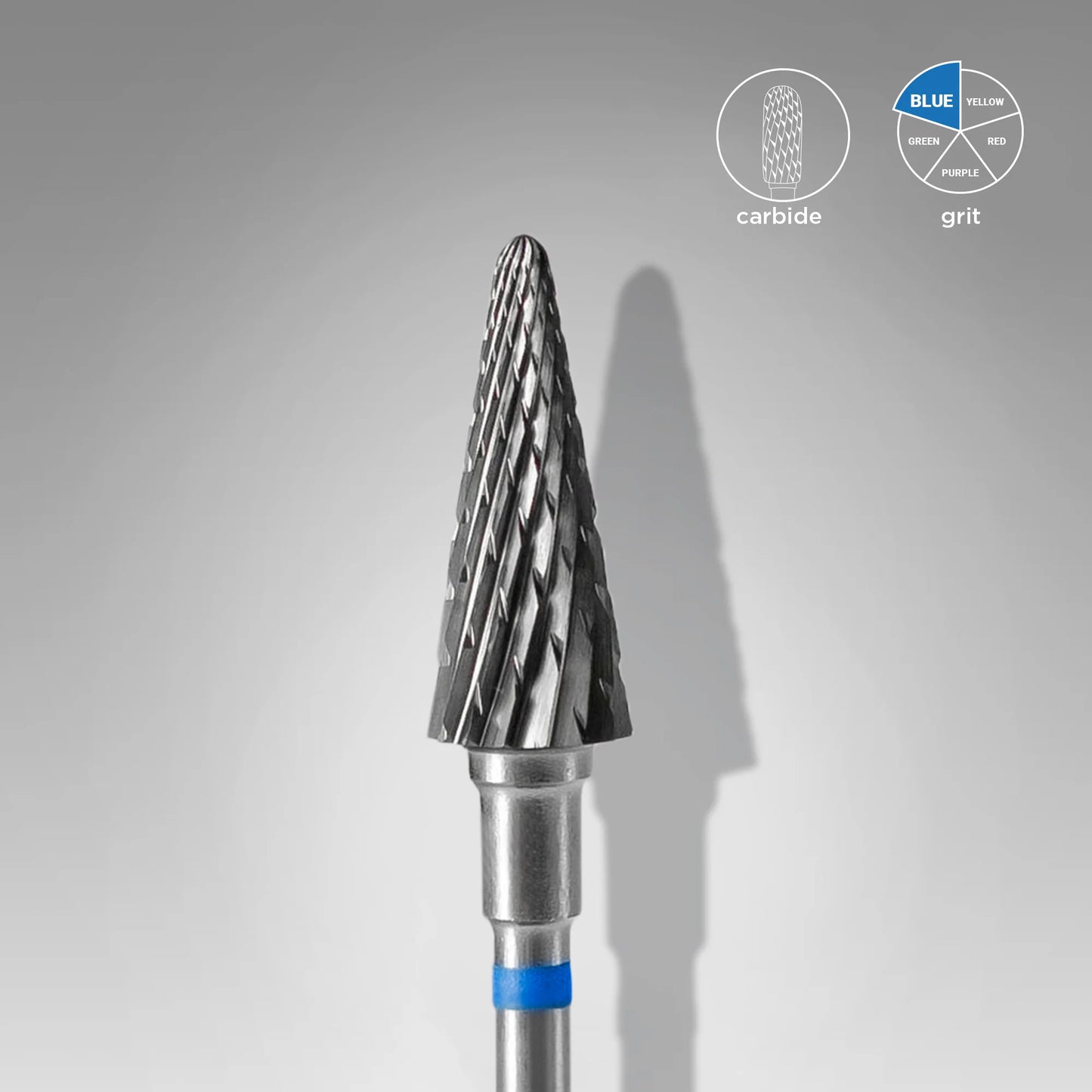 Close-up of STALEKS Carbide Nail Drill Bit Cone Blue - 6mm diameter, 14mm working part 