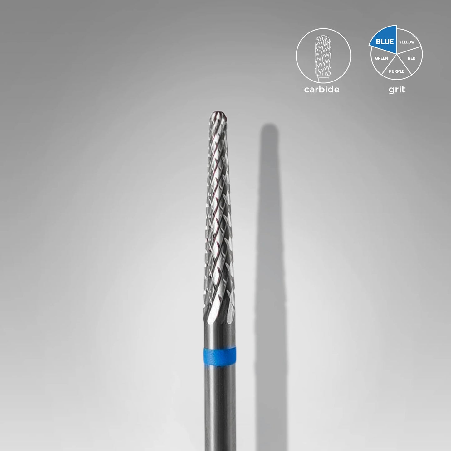 Close-up of STALEKS Carbide Nail Drill Bit Cone Blue - 2.3mm diameter, 14mm working part