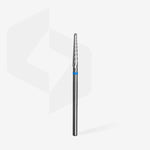 STALEKS Carbide Nail Drill Bit Cone Blue in use during a professional manicure.