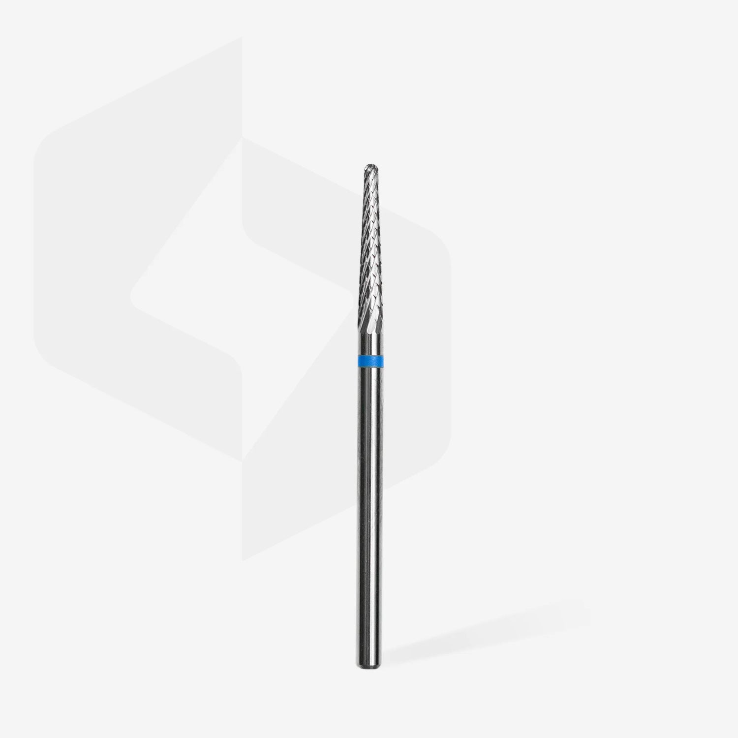 STALEKS Carbide Nail Drill Bit Cone Blue in use during a professional manicure.