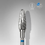 Close-up of STALEKS Carbide Nail Drill Bit Corn EXPERT (Blue) - 5mm head diameter, 13mm working part.
