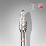 Close-up of STALEKS Carbide Nail Drill Bit Corn EXPERT (Red) - 5mm head diameter, 13mm working part.