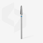STALEKS Carbide Nail Drill Bit Frustum Blue in use during a professional manicure.