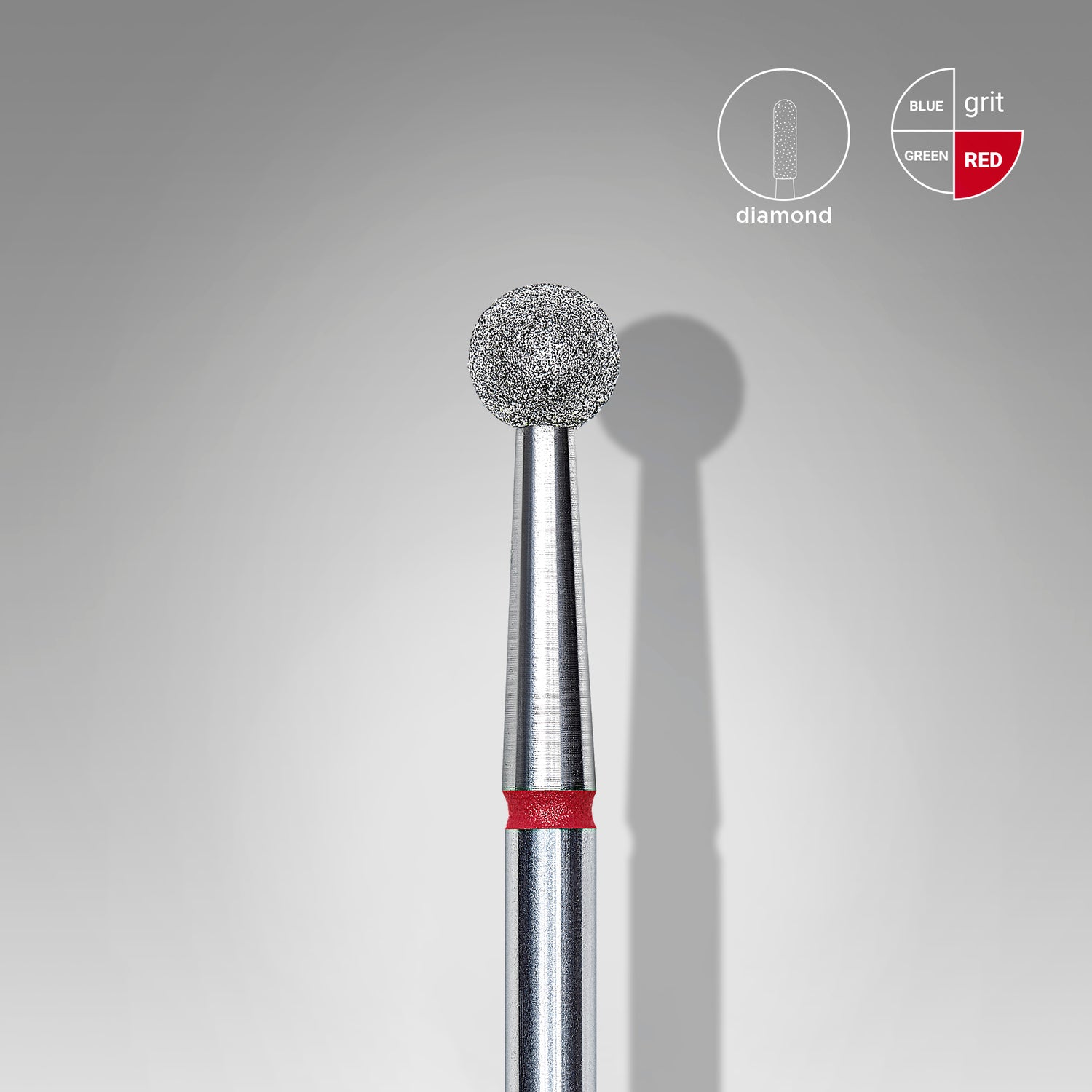 Close-up of STALEKS Diamond Nail Drill Bit Ball Red EXPERT - 4mm head diameter 