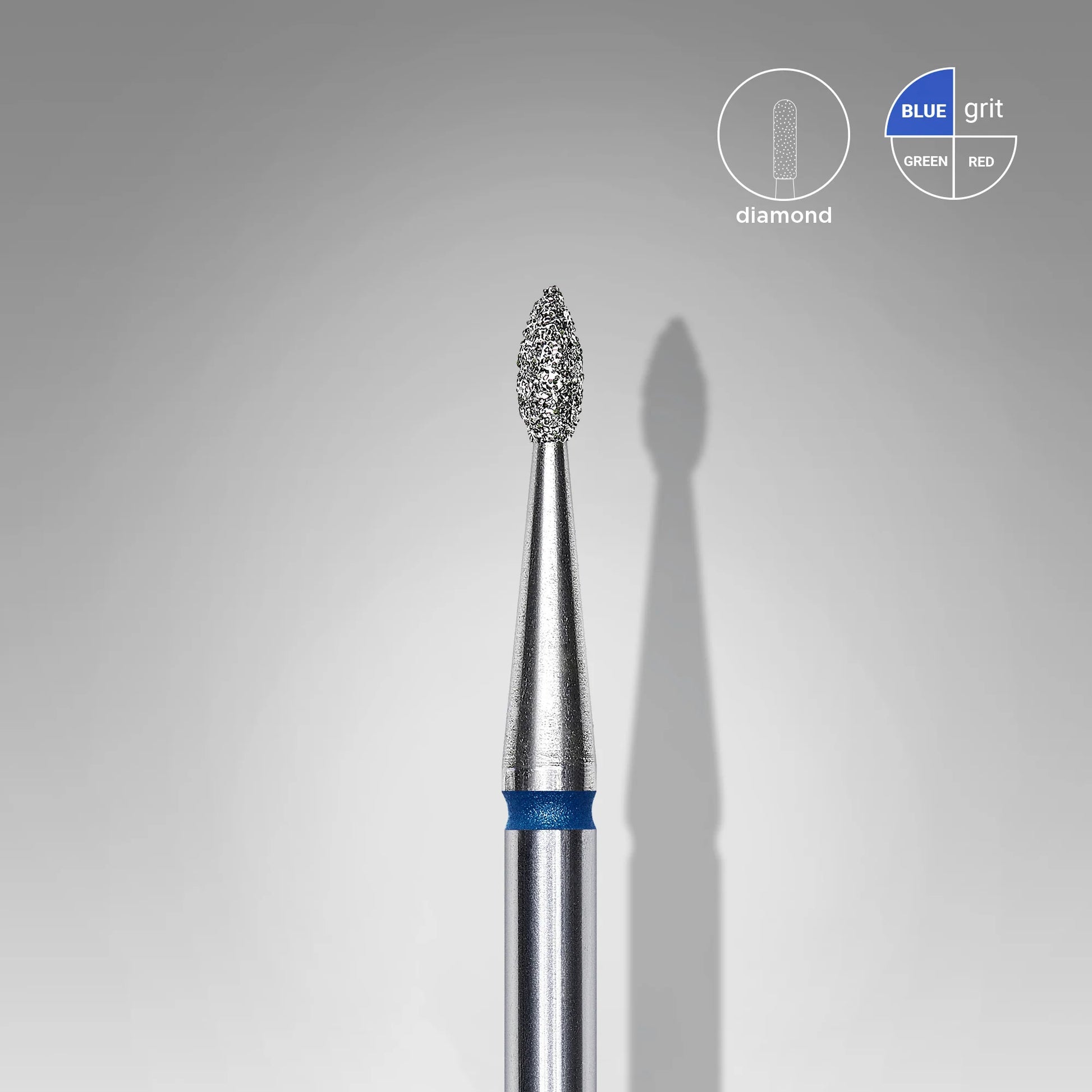 Close-up of STALEKS Diamond Nail Drill Bit Drop Blue - 1.6mm head diameter, 4mm working part
