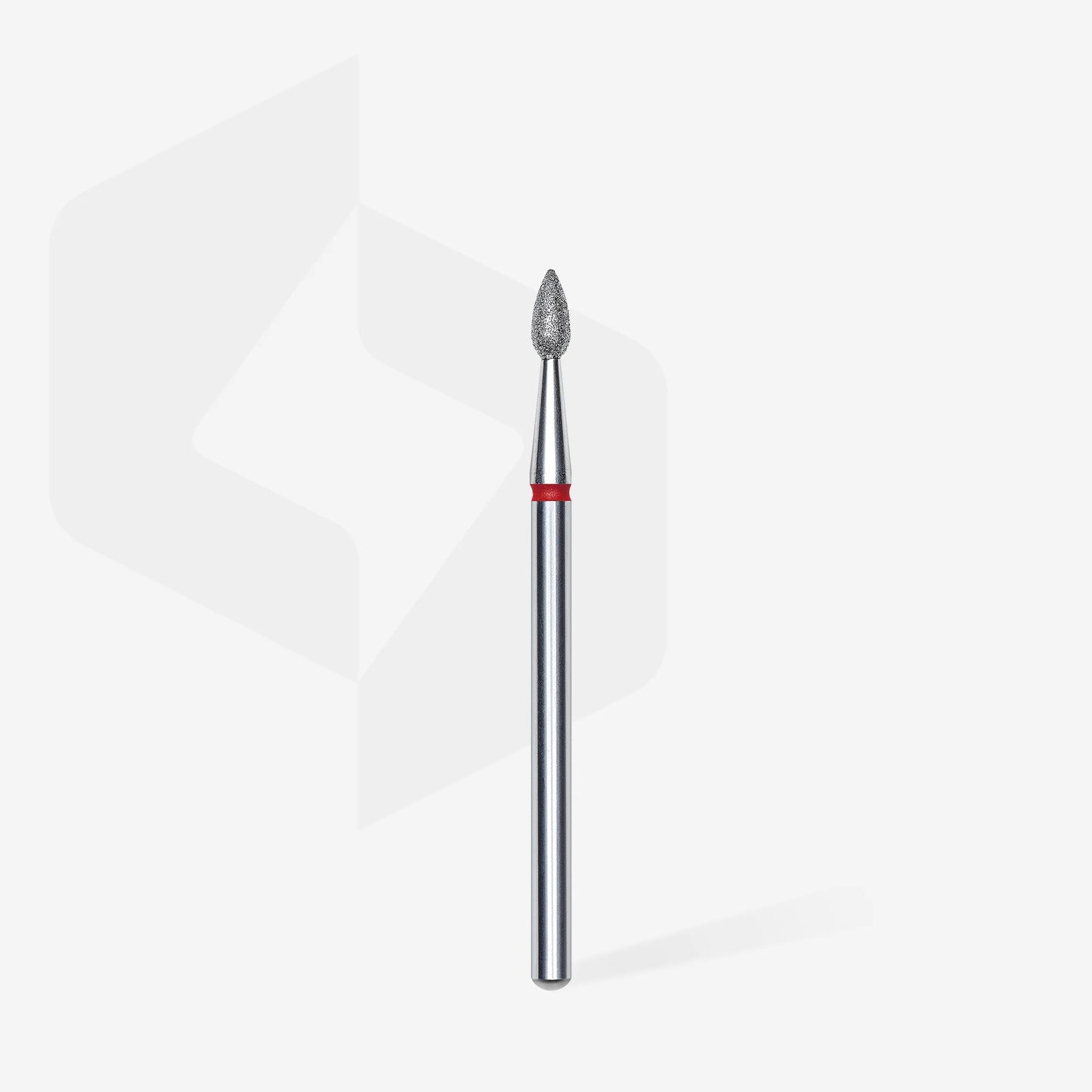 Full length  of STALEKS Diamond Nail Drill Bit Drop Red - 2.3mm head diameter, 5mm working part