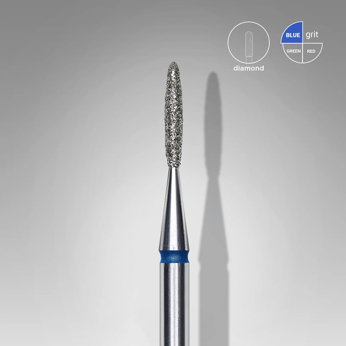 Close-up of STALEKS Diamond Nail Drill Bit Flame Blue - 1.4mm head diameter, 8mm working part