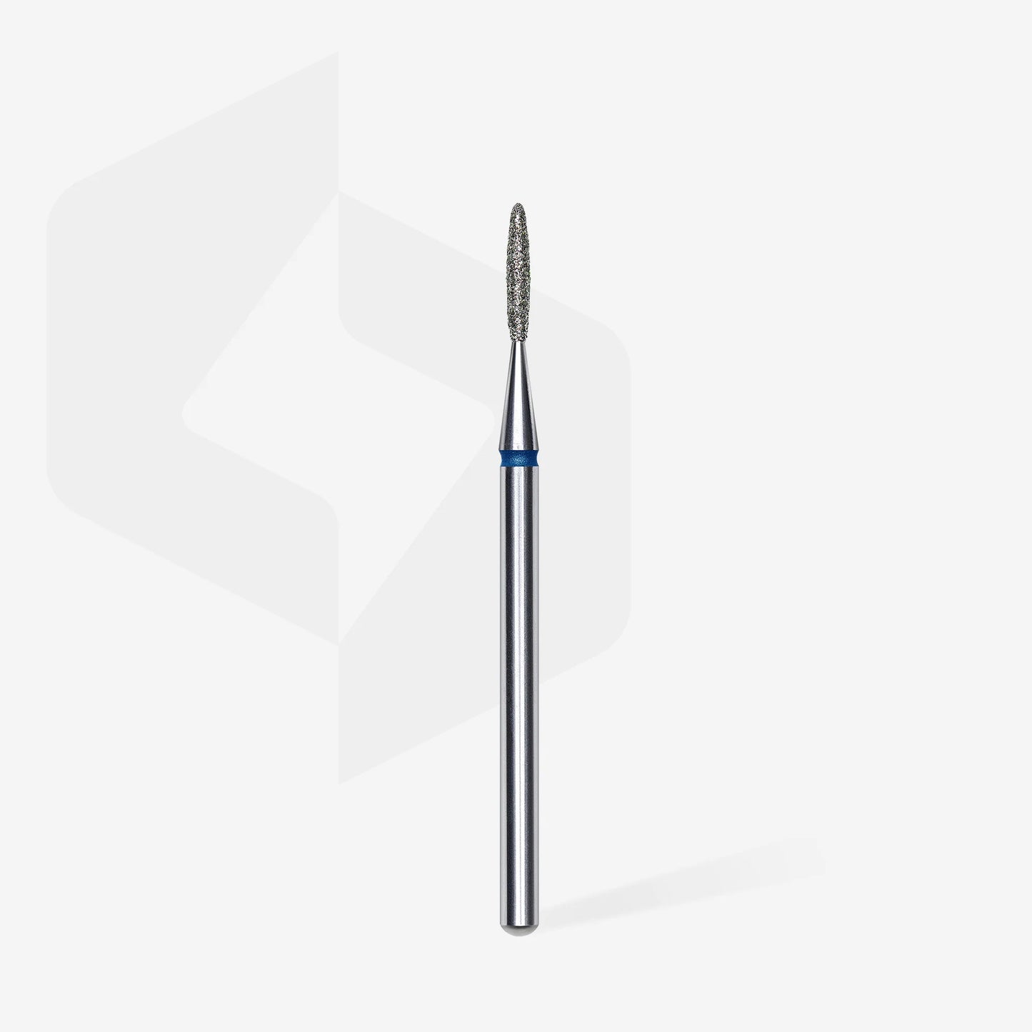 Full length of of STALEKS Diamond Nail Drill Bit Flame Blue - 1.4mm head diameter, 8mm working part