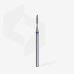 Full length of of STALEKS Diamond Nail Drill Bit Flame Blue - 1.4mm head diameter, 8mm working part