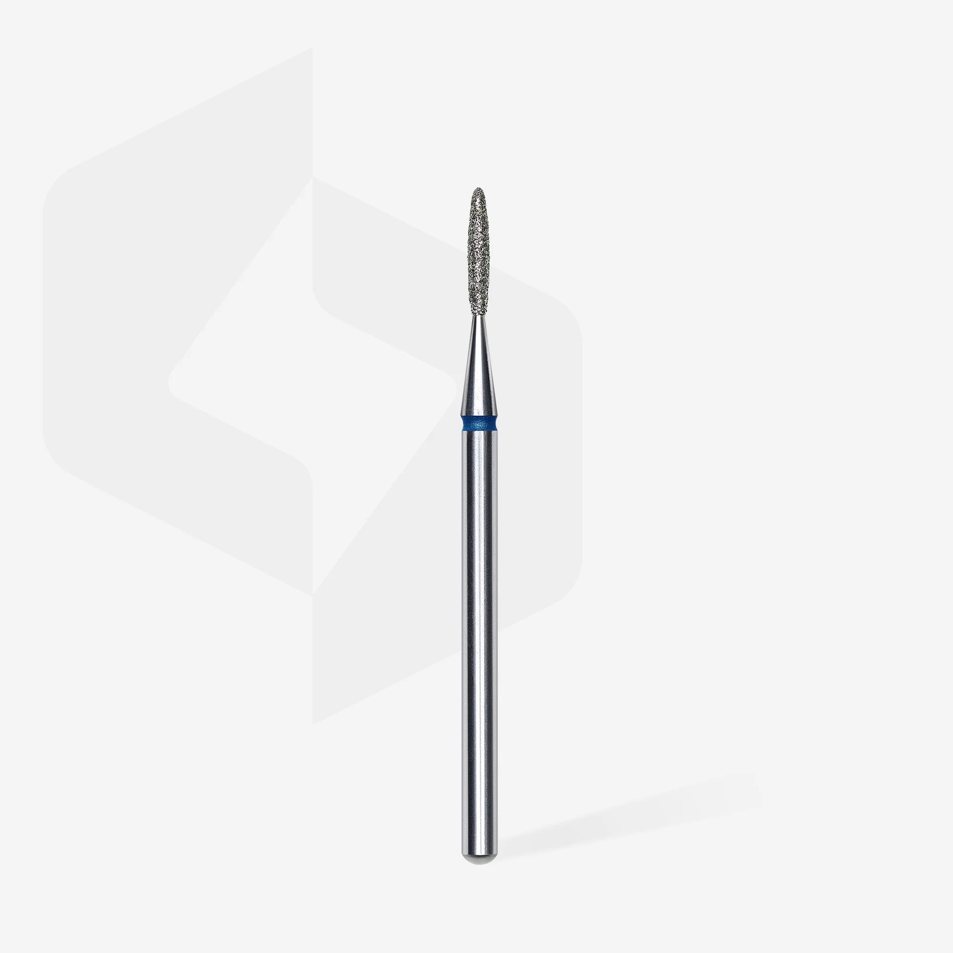 Full length of of STALEKS Diamond Nail Drill Bit Flame Blue - 1.4mm head diameter, 8mm working part