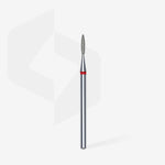 Full length of STALEKS Diamond Nail Drill Bit Flame Red - 1.6mm head diameter, 8mm working part