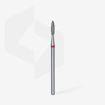 Full length of STALEKS Diamond Nail Drill Bit Flame Red - 2.1mm head diameter, 8mm working part