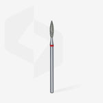 Full length of STALEKS Diamond Nail Drill Bit Flame Red - 2.3mm head diameter, 10mm working part