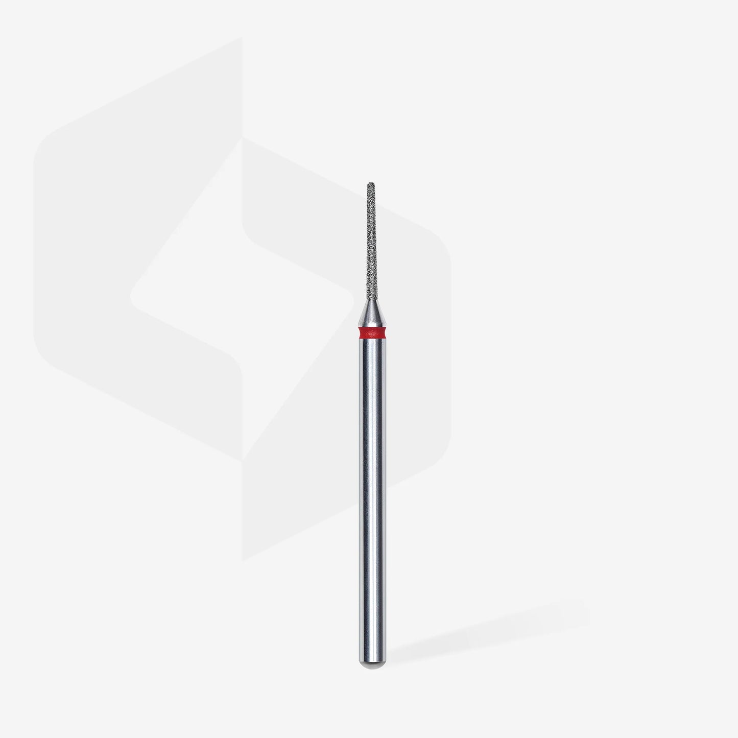 Full length of STALEKS Diamond Nail Drill Bit Needle Red - 1mm head diameter, 10mm working part