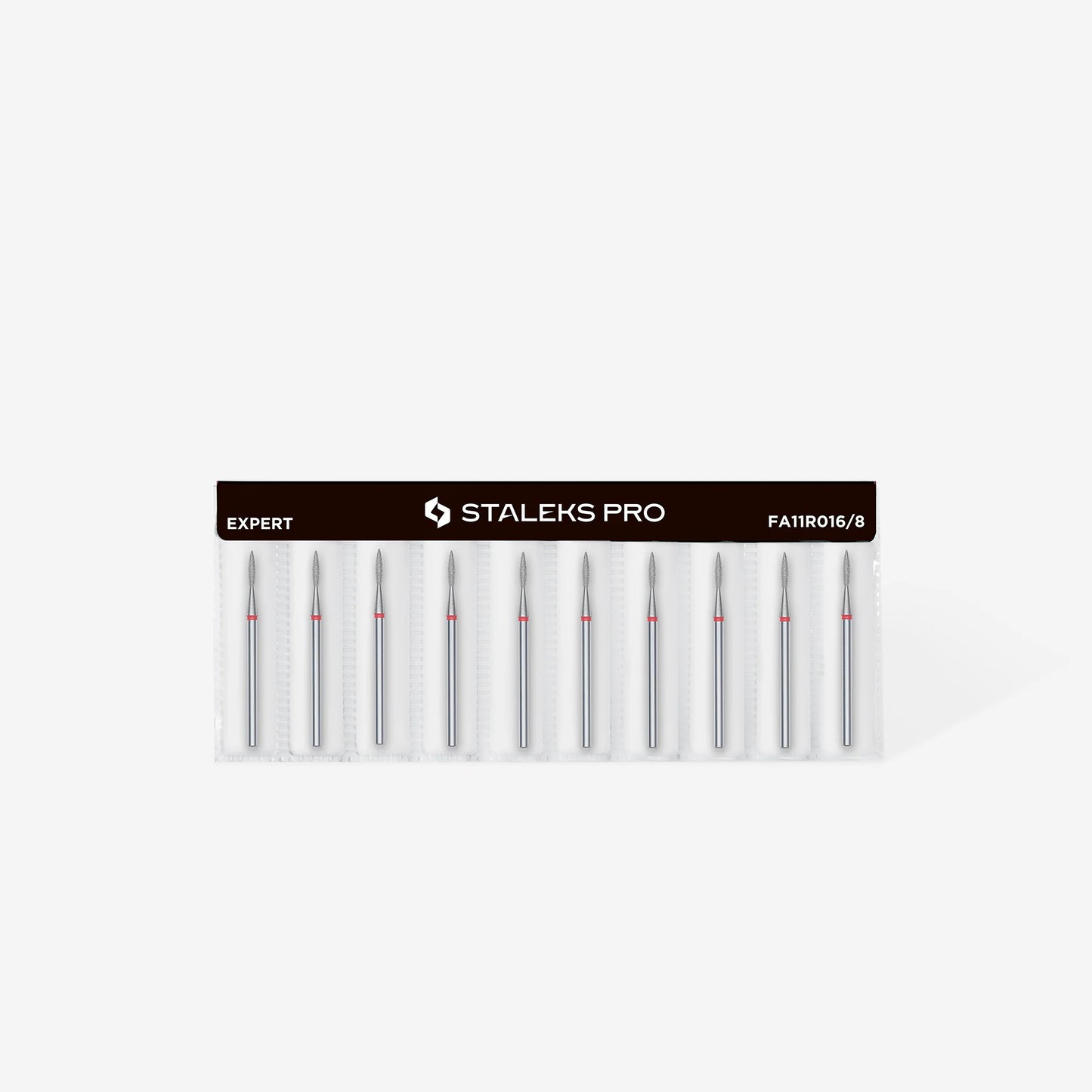 Full length of STALEKS_Diamond_Nail_Drill_Bit_Pointed_Flame_Red_Set_1.6mm