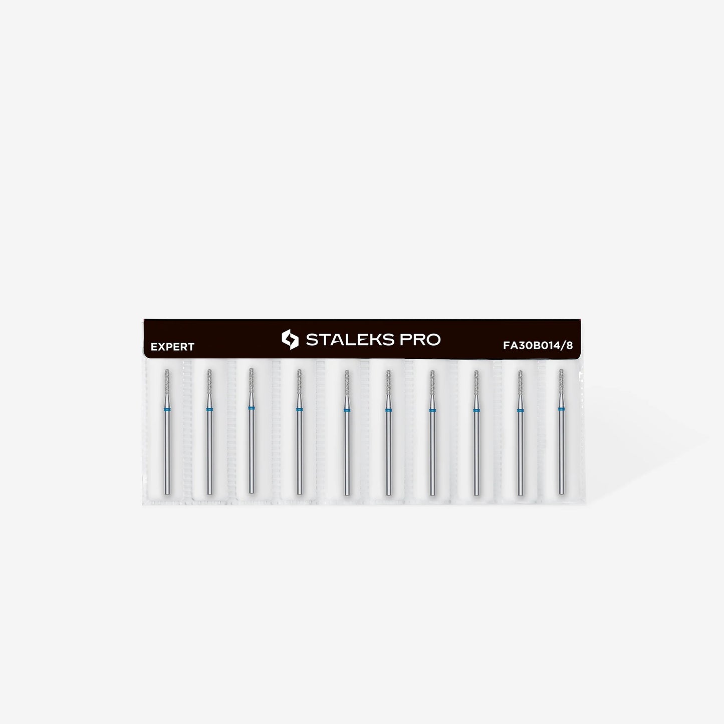 Full length of of STALEKS Diamond Nail Drill Bit Rounded Cylinder Blue Set - 1.4mm head diameter, 8mm working part.
