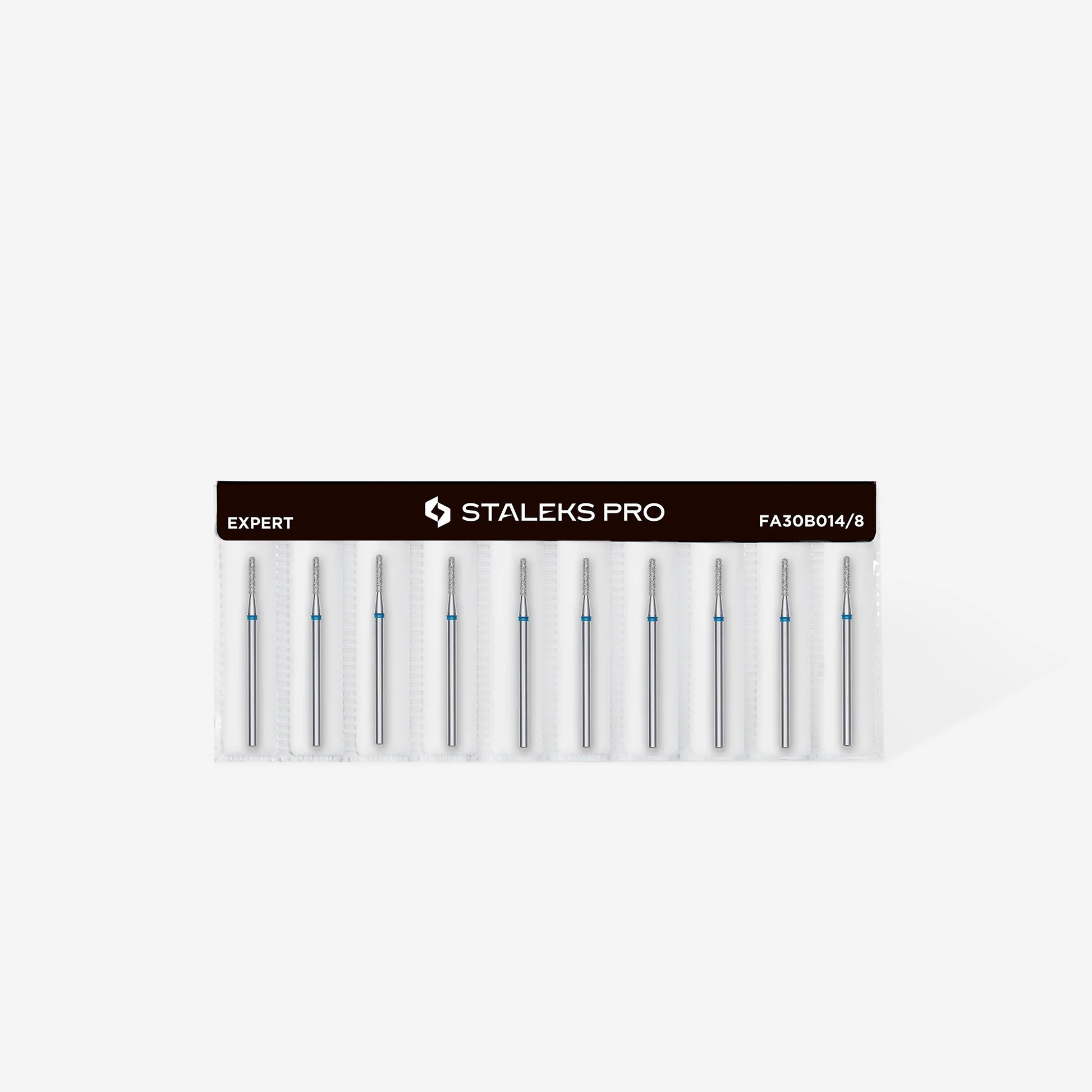 Full length of of STALEKS Diamond Nail Drill Bit Rounded Cylinder Blue Set - 1.4mm head diameter, 8mm working part.