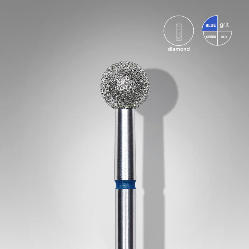 Close-up of STALEKS Diamond Nail Drill Bit Blue EXPERT - 5mm head diameter.