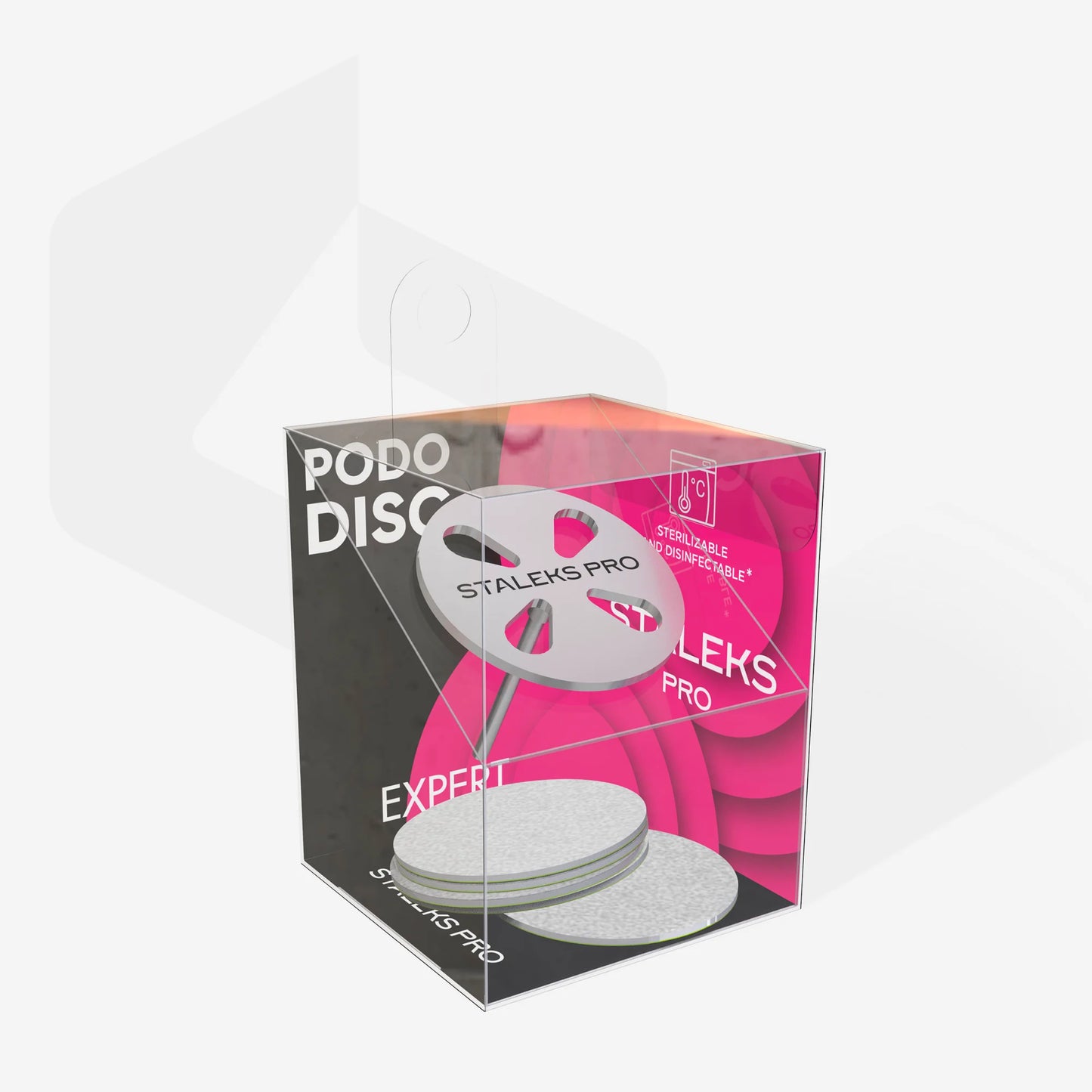 closeup of package of Pedicure Disc PODODISC EXPERT L And Set Of Disposable File 180 Grit / 5 Pcs