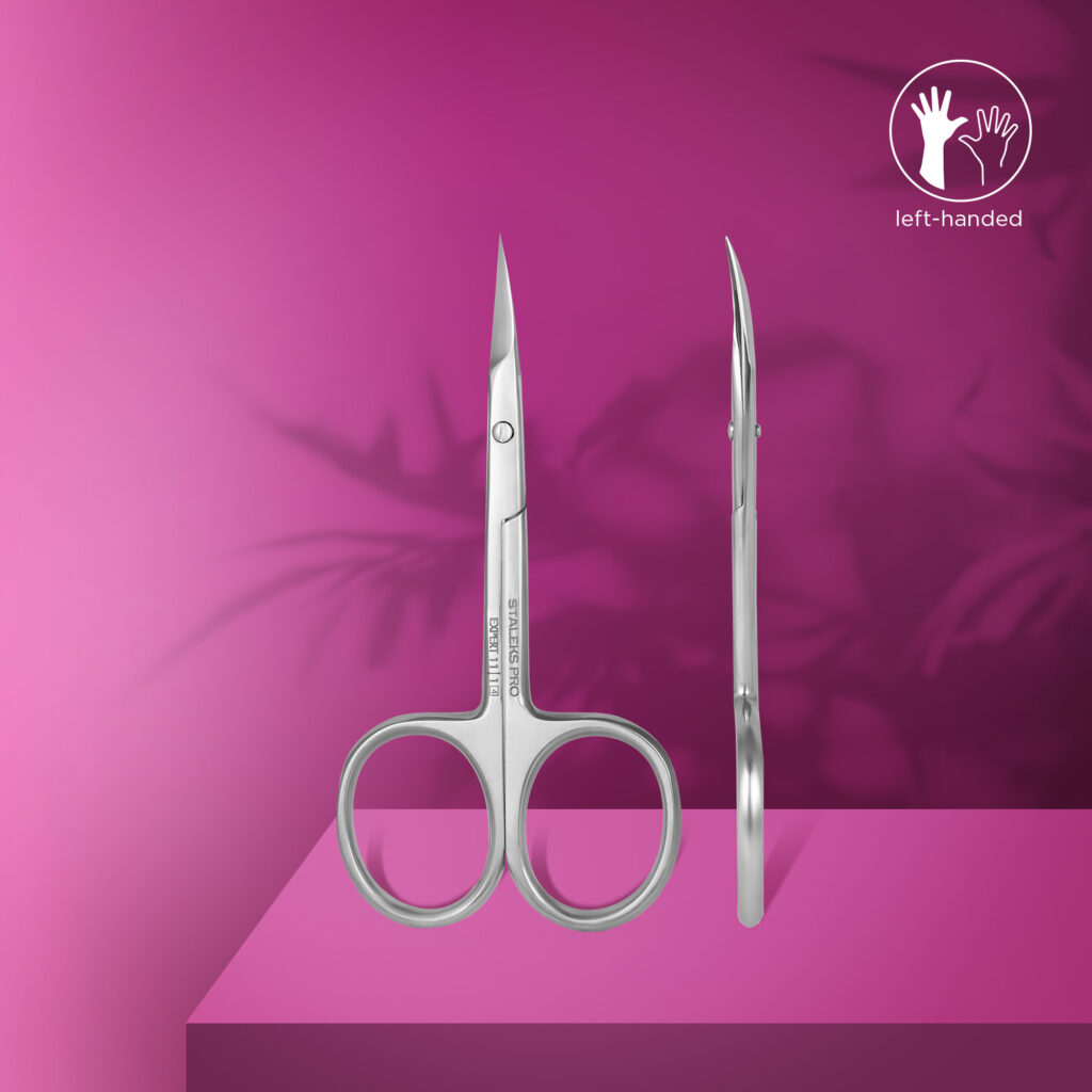 STALEKS Professional Cuticle Scissors for Left-Handed Users EXPERT 11 TYPE 1 full product view front and side